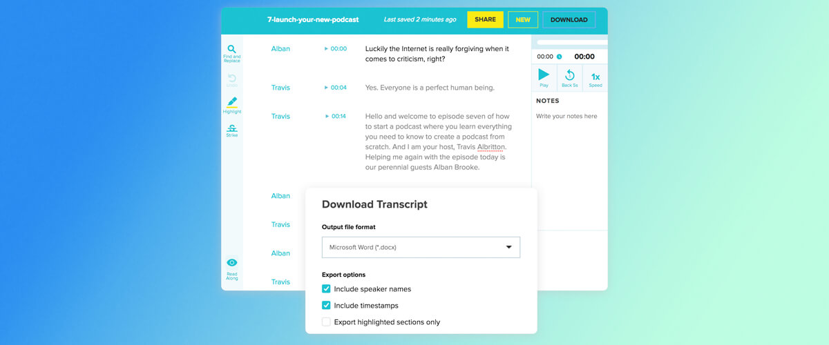 Buzzsprout transcription